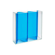 Corrugated blue vase